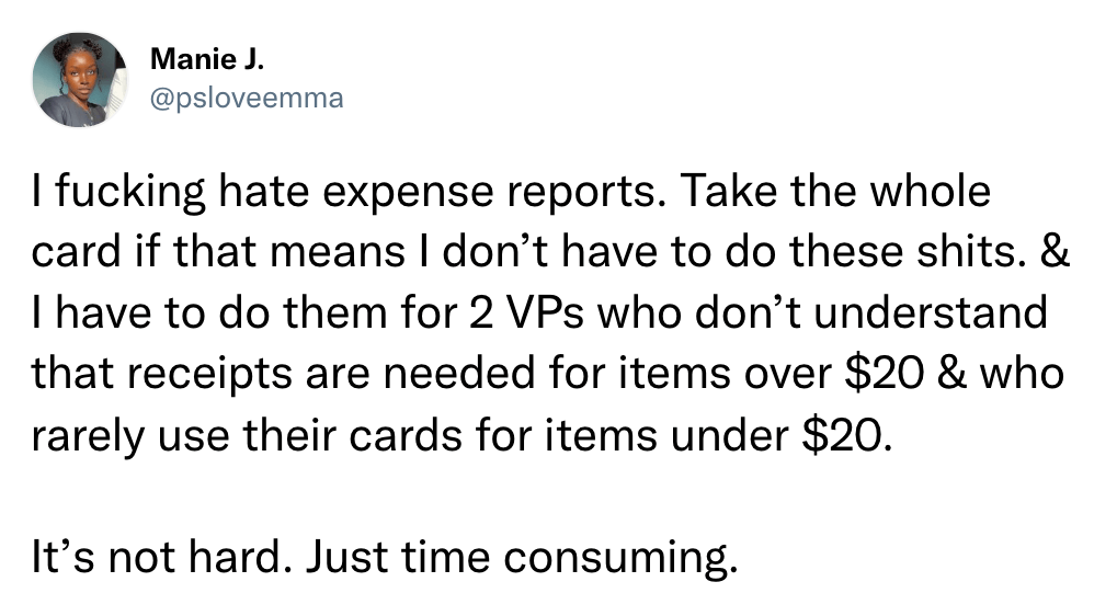 I fucking hate expense reports.